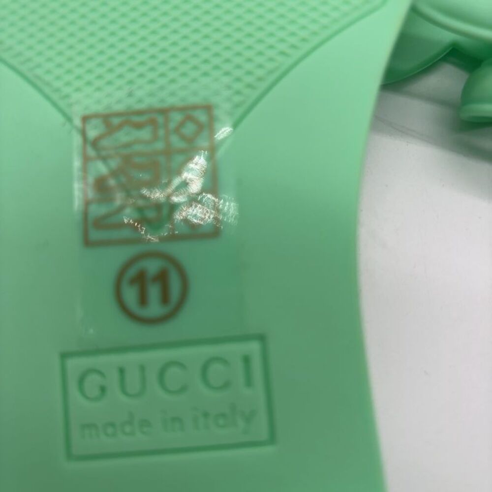Gucci Mint Green Rubber Slide Sandals - Picture 6 of 6